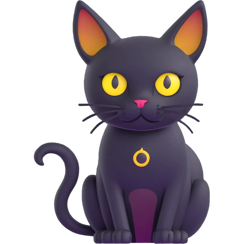 skinny black cat with yellow eyes emoji