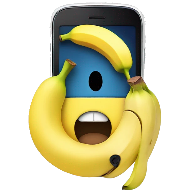 Smiley face with banana phone emoji