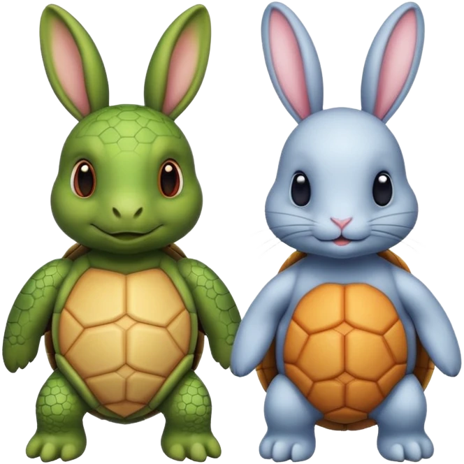 turtle and rabbit together emoji