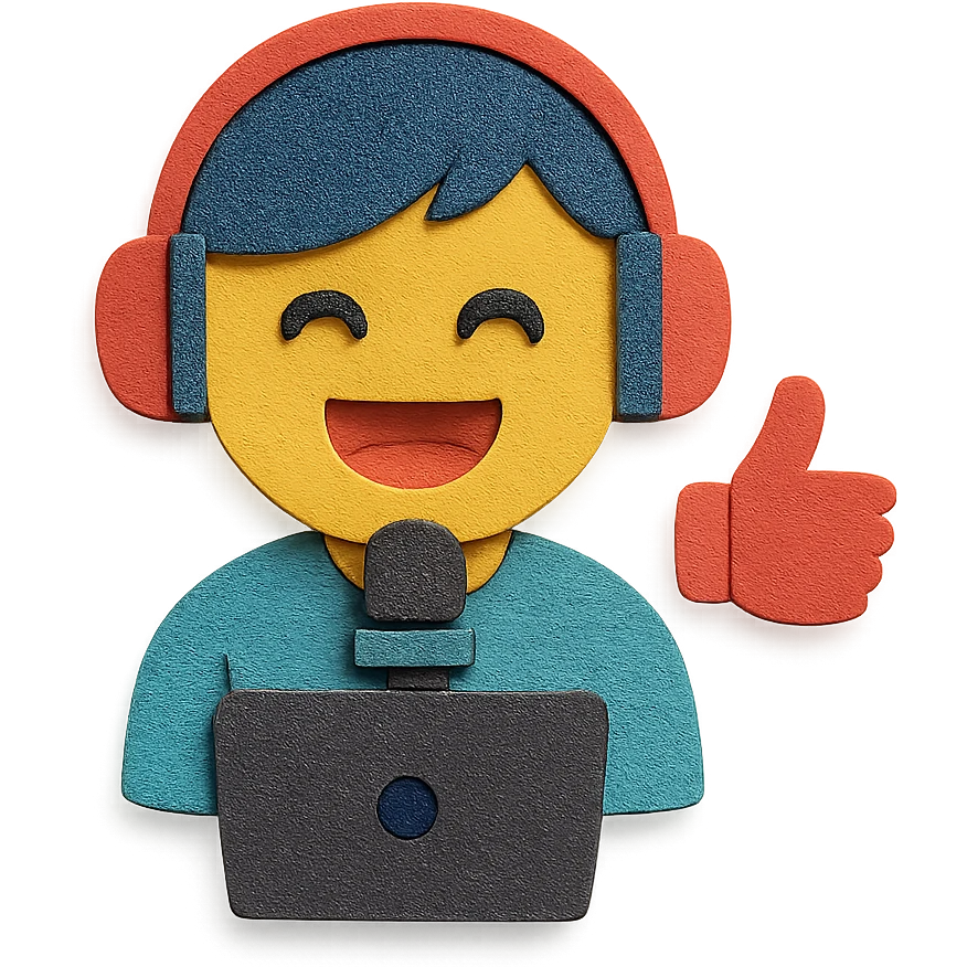 an online content creator, paper craft style emoji