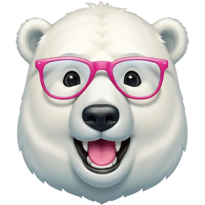 laughing polar bear headshot wearing a t-shirt and oversized colorful glasses emoji
