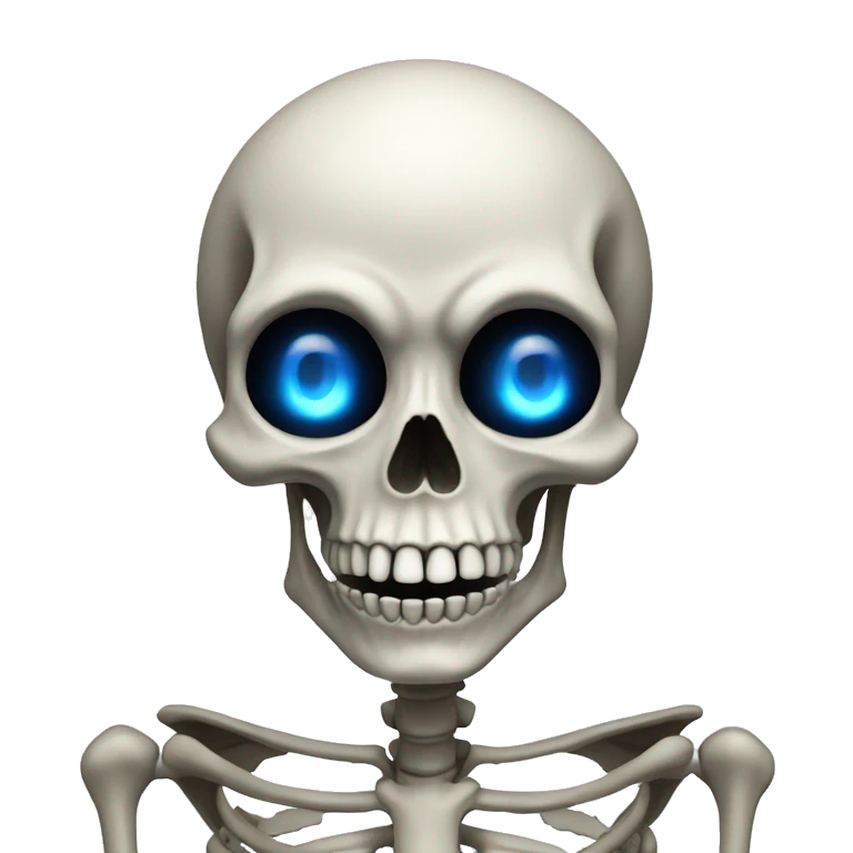 Skeleton with one blue glowing eye summoning mahoaga emoji