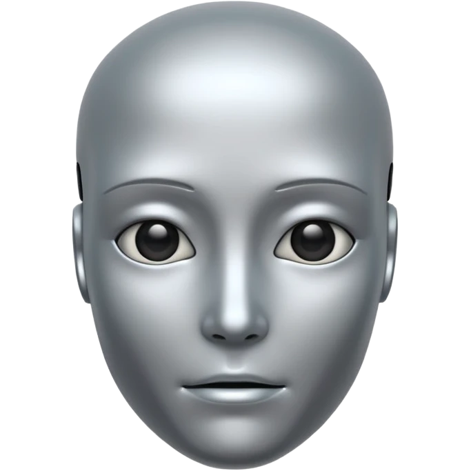 Synthoid emoji, cybernetic humanoid, smooth silver skin, subtle circuitry emoji