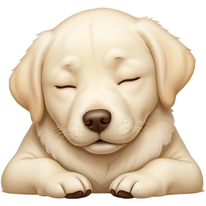 Meme-Worthy Cute Sleeping Cream Labrador Portrait Emoji, Head resting peacefully with a contented smile, showcasing a delightfully sturdy build and a luxuriously soft cream Fur, eyes shut in a serene nap, Simplified yet hilariously adorable features, highly detailed, glowing with a soft, drowsy light, high shine, relaxed and utterly lovable, stylized with an air of playful laziness, bright and heartwarming, soft glowing outline, capturing the essence of a comically sleepy companion, so meme-worthy it feels like it could instantly become the next viral sensation of adorable slumber! emoji