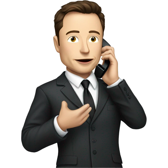 Elon Musk dressed as suits french outfit making a phone call on a flip phone emoji