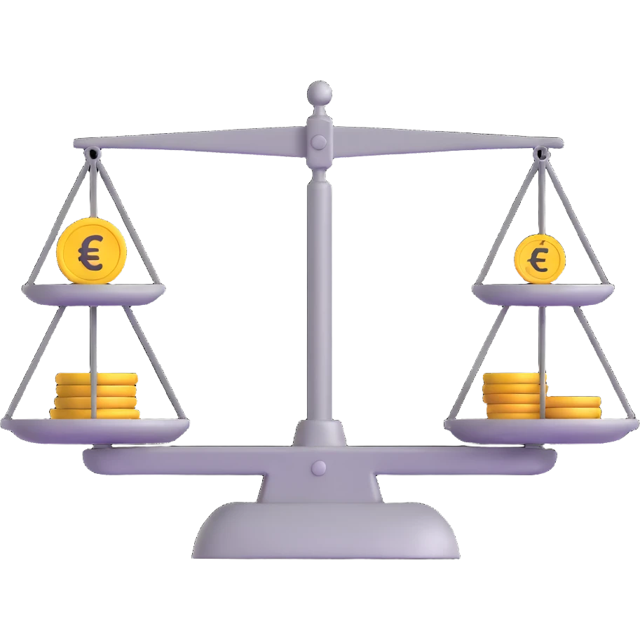 balance scale with euro symbol in the pans emoji