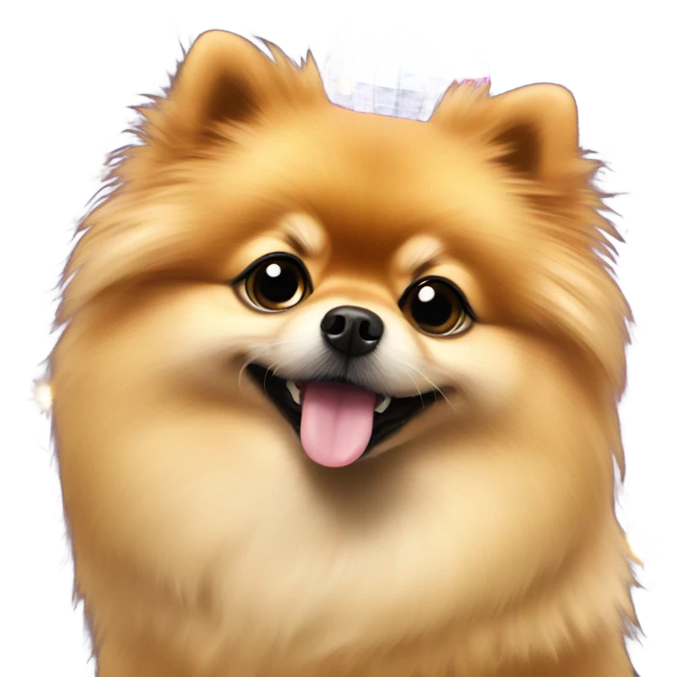 Pomeranian with disco ball emoji