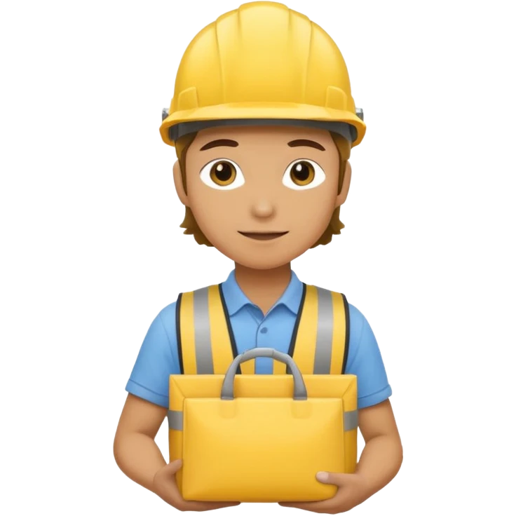 Courier + yellow helmet + delivery bag emoji