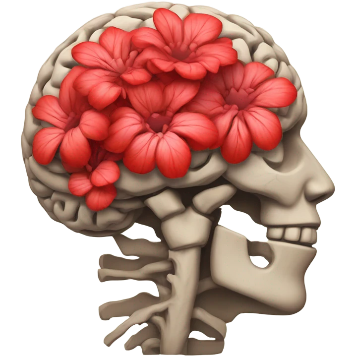 anatomical brain with flowers red emoji