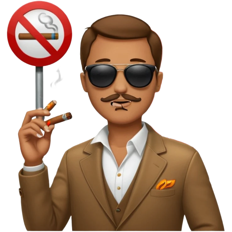 „no smoking“ street sign with a man who smoks cigar emoji