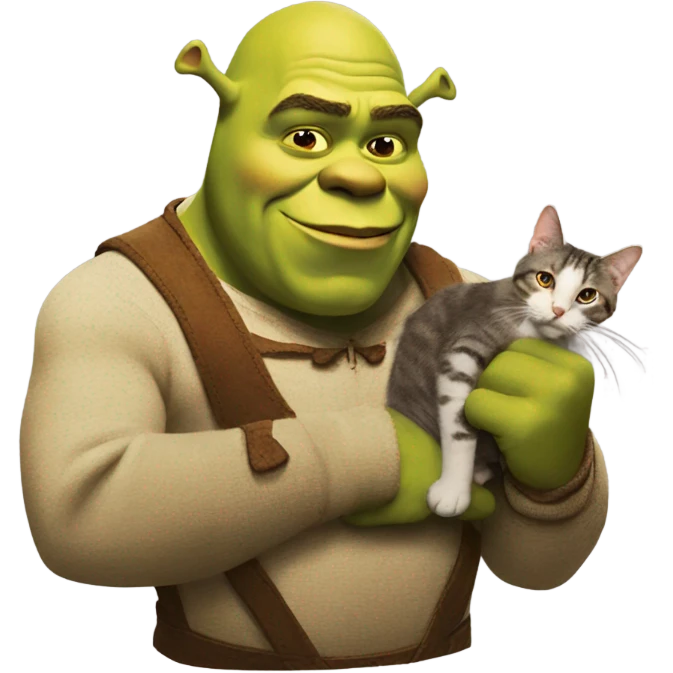 Shrek with cigar and a cat emoji