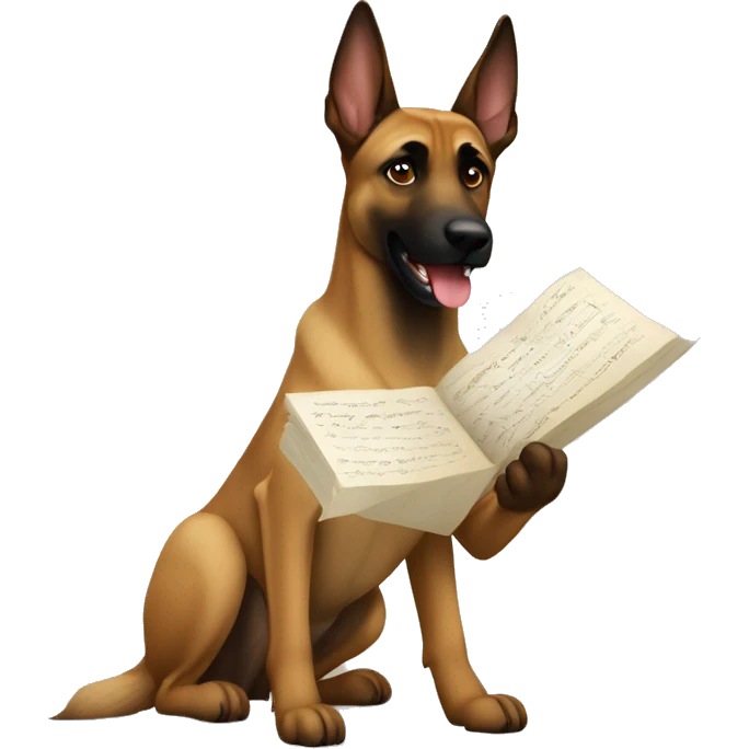 malinois prends des notes emoji