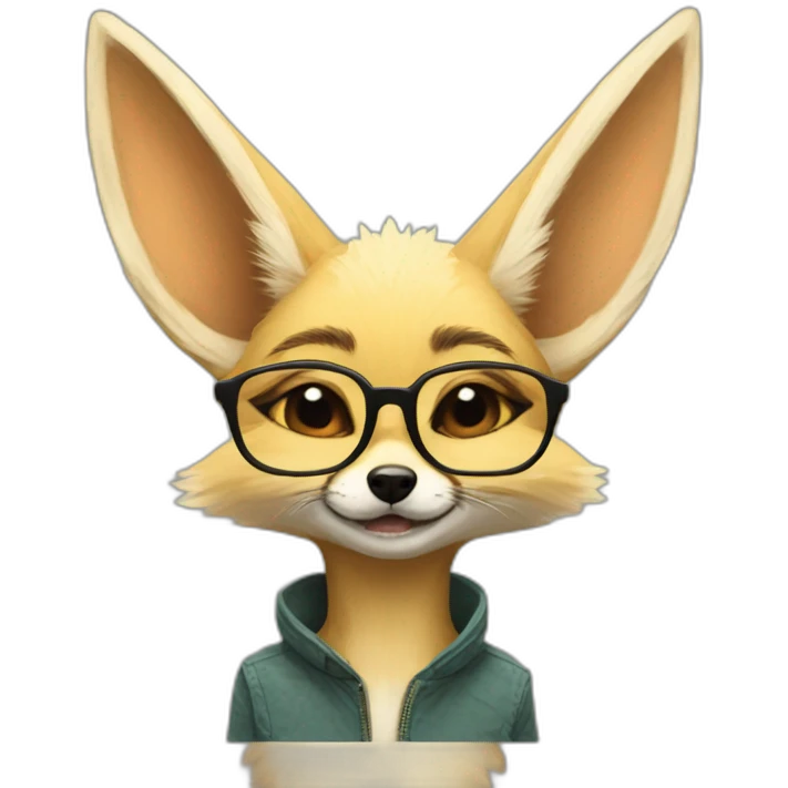 anthro fennec with glasses and mohawk haircut emoji