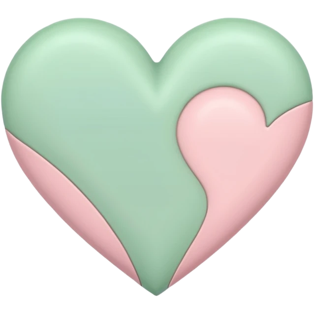 A half pastel green half pastel pink heart emoji
