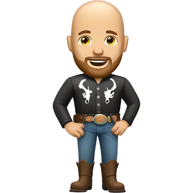 Bald guy with a beard and cowboy boots and T-Mobile logo emoji