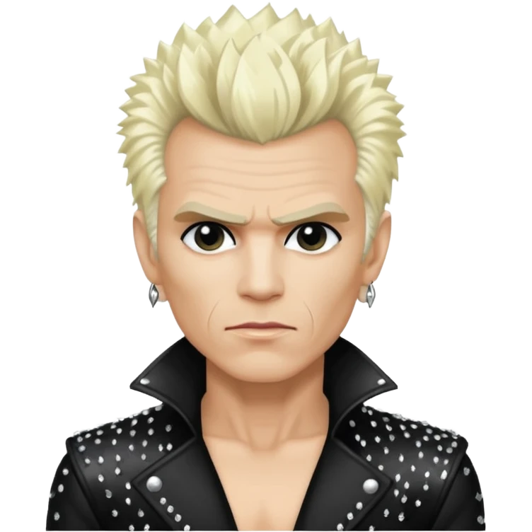 Billy Idol with white blonde hair, black sequin outfit  emoji