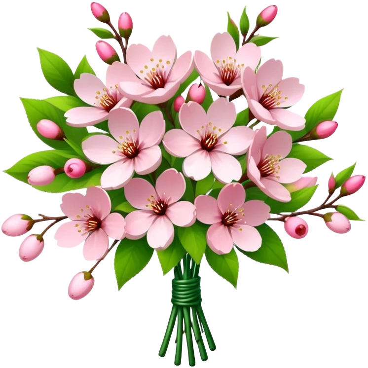 big bouquet Cherry Blossom, luxuriant, stem, leaf emoji
