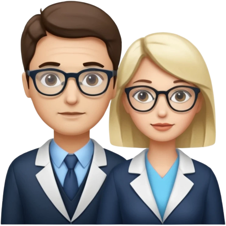 Perfect love. Psychologist girl and a futurologist man emoji