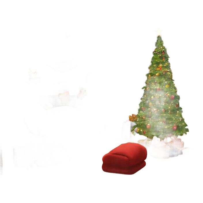 The inside of a house decorated for Christmas with a fireplace and stockings with children sleeping in bed emoji