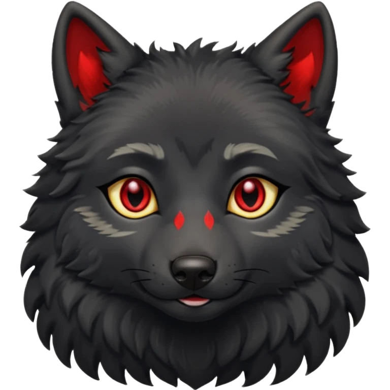 cute black wolf, red eyes with jewellery emoji