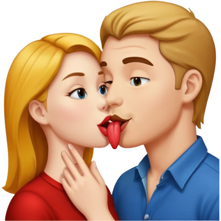 A man and a woman licking each others tongue emoji