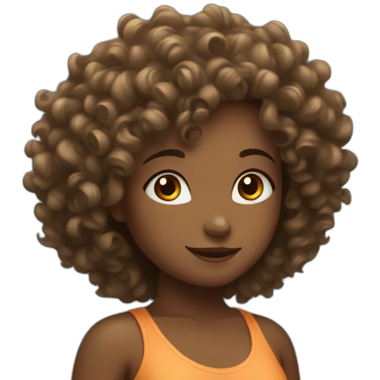 curly hair girl doing yoga emoji
