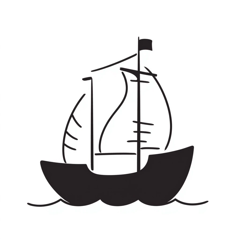 hand drawn doodle style ship emoji