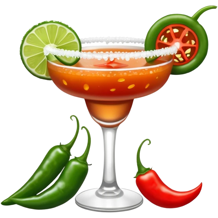 Spicy margarita with jalapeños and a tajin rim emoji