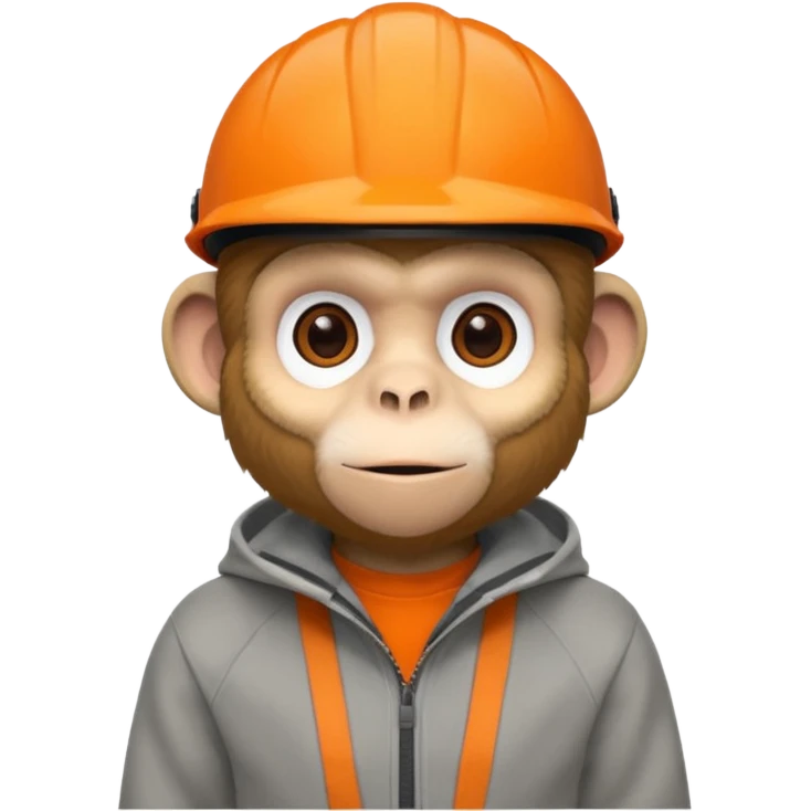 monkey wearing orange bicycle helmet, sweatshirt emoji
