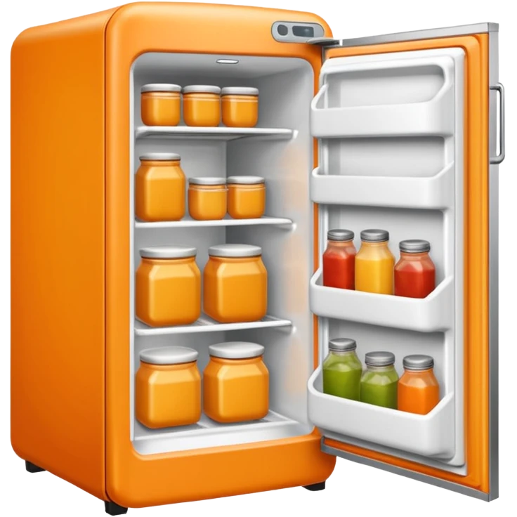Hi refrigerator ! 
light orange color 
emoji size: 512*512 
inside: full of ingridents emoji