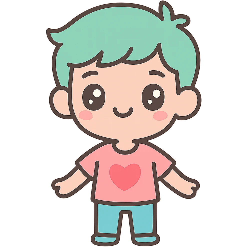 a cute twink, slim build, modern hairstyle, cheerful vibe, vibrant colors emoji