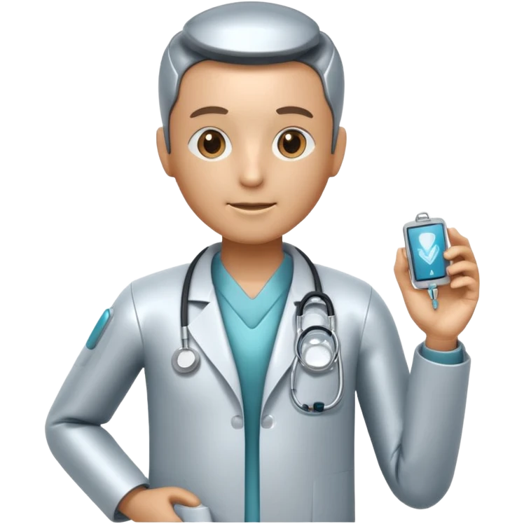 medical robot with a doctor's coat and a stethoscope emoji