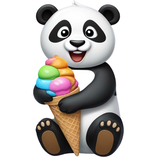 Panda eating ice cream emoji