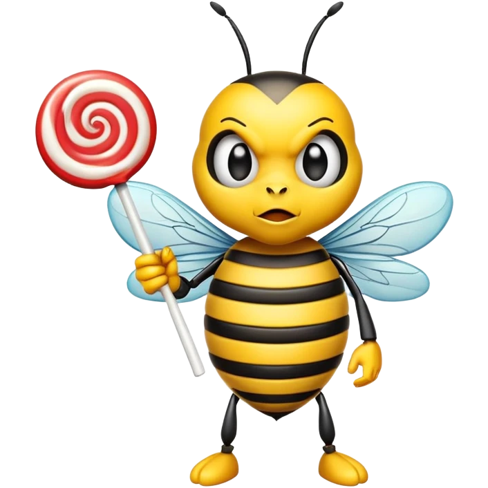 Angry bee with a lollipop  emoji