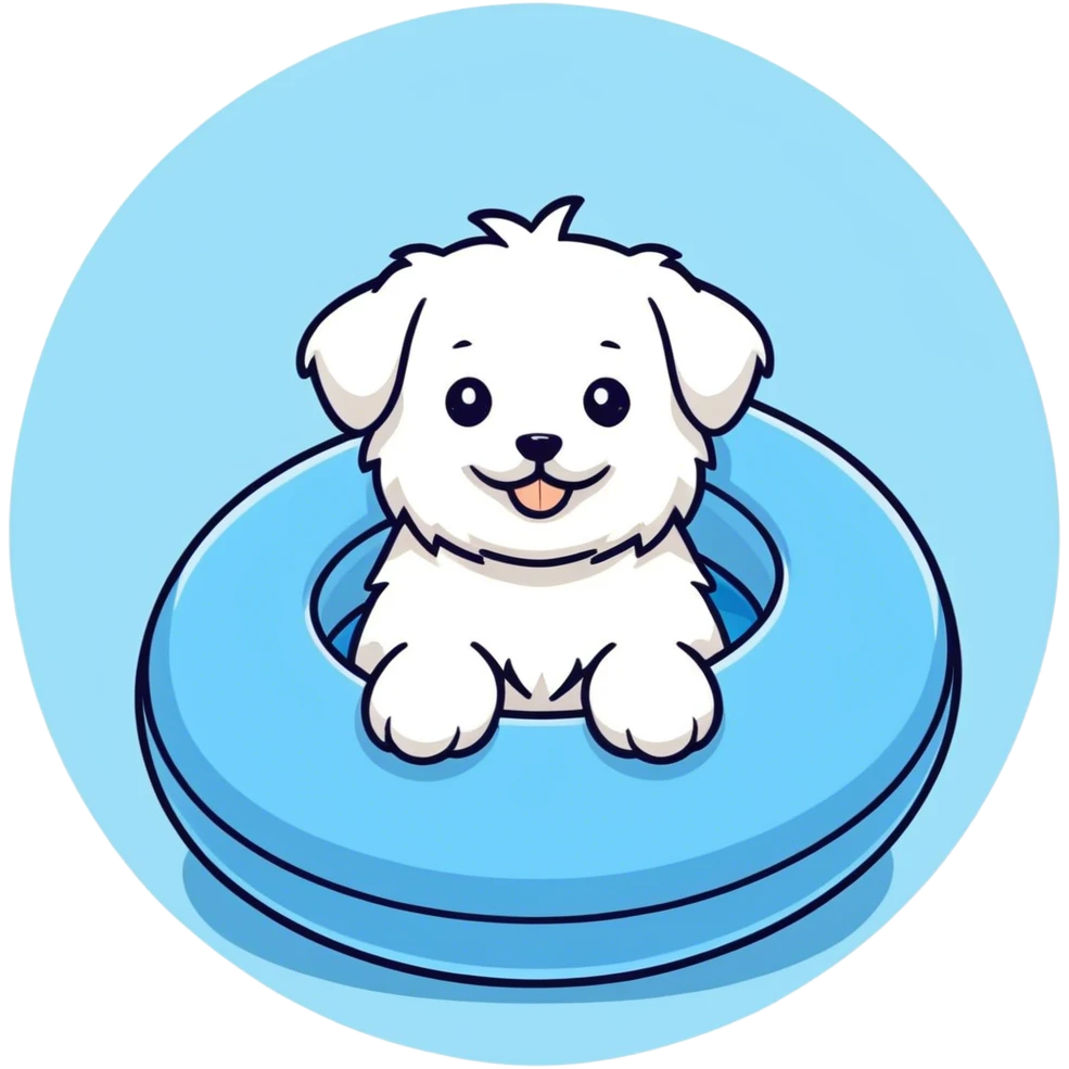 maltese inside a water float ring emoji