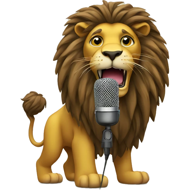 A lion with a microphone, representing the strength and voice of reggae culture. emoji