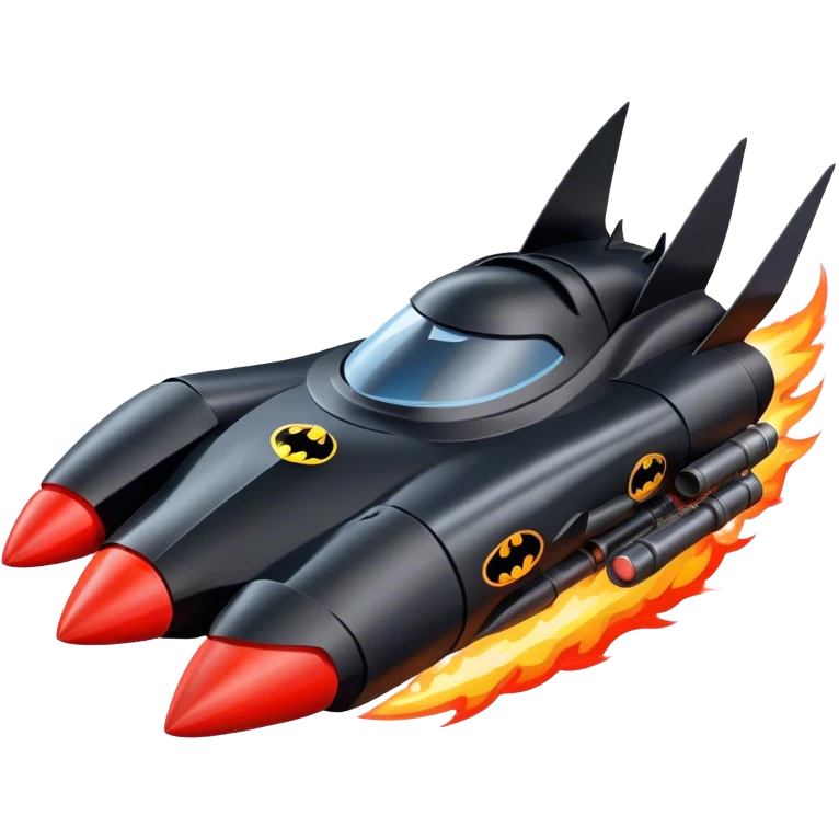 batmobile in rocket ship boom rocket at take-off in fire france ! emoji