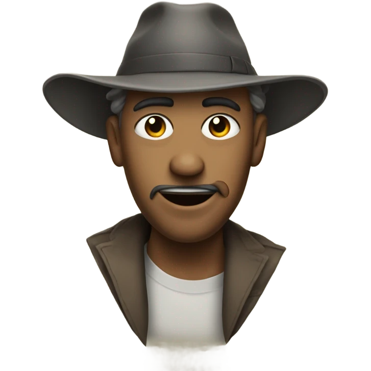 Man folding with a funny hat emoji
