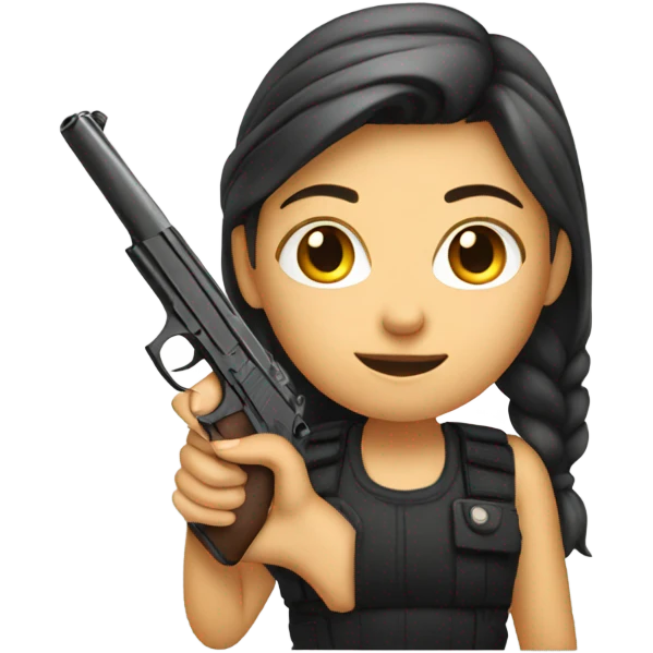 Girl holding gun to emoji