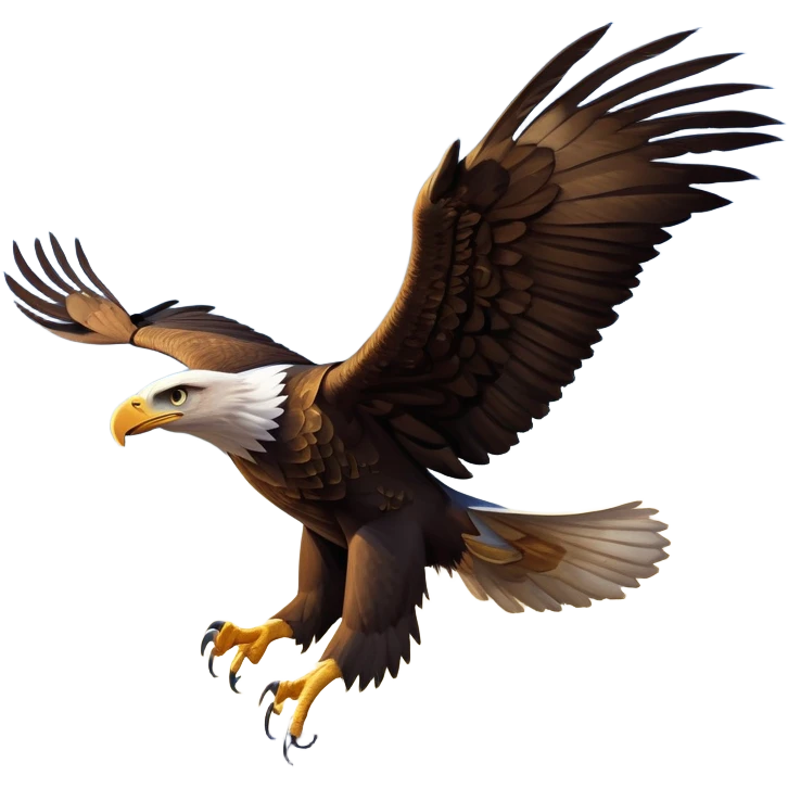cinematic-eagle-realistic-full-body-soaring-emoji,-massive-wings-spread-wide-against-the-open-sky,-sharp-beak-curved-and-powerful,-piercing-golden-eyes-scanning-the-land-below,-strong-feathered-legs-tucked-tight,-dark-brown-feathers-contrasting-against-the-clouds,-simplified-yet-realistic-focused-features,-highly-detailed,-glowing-with-a-regal-majestic-glow emoji