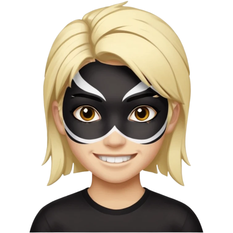 A black hair teen supporter with bold full-face paint, smiling with fierce team spirit. blonde hair emoji