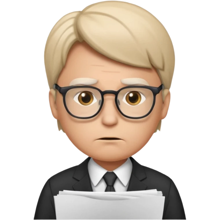 Frowns with Glasses, Office Boss: Business outfit, holding papers, frowning behind glasses, serious look
 emoji