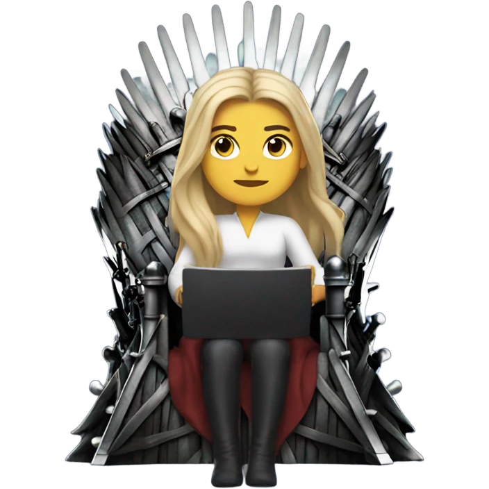 White Woman with long hair sitting on the Iron throne emoji