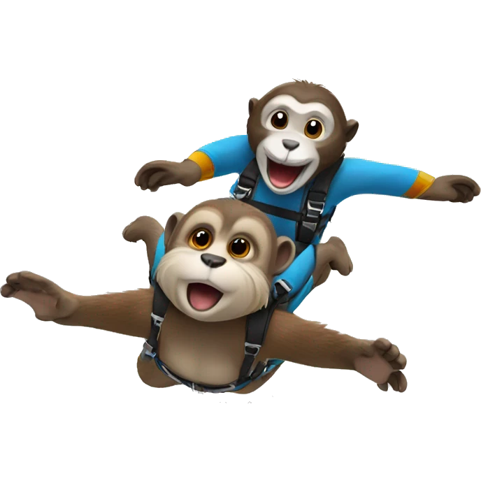 Otter and monkey skydive emoji