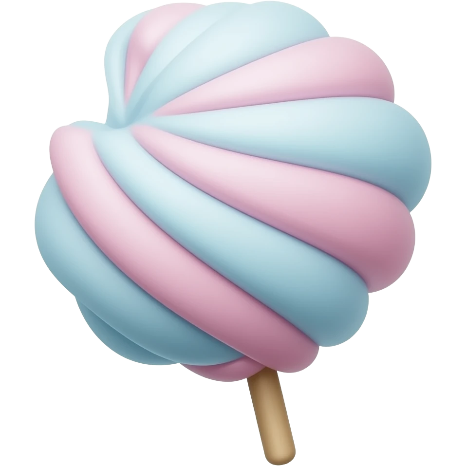cotton candy (color light pink and light blue, striped) on stick emoji