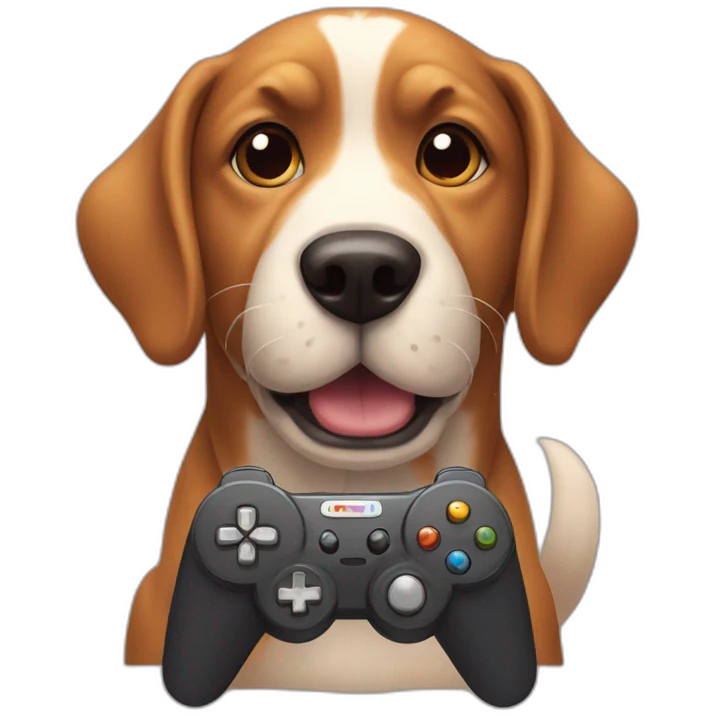 Dog playing video games emoji