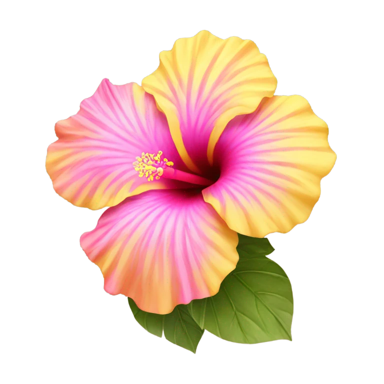 yellow and pink hibiscus flower emoji