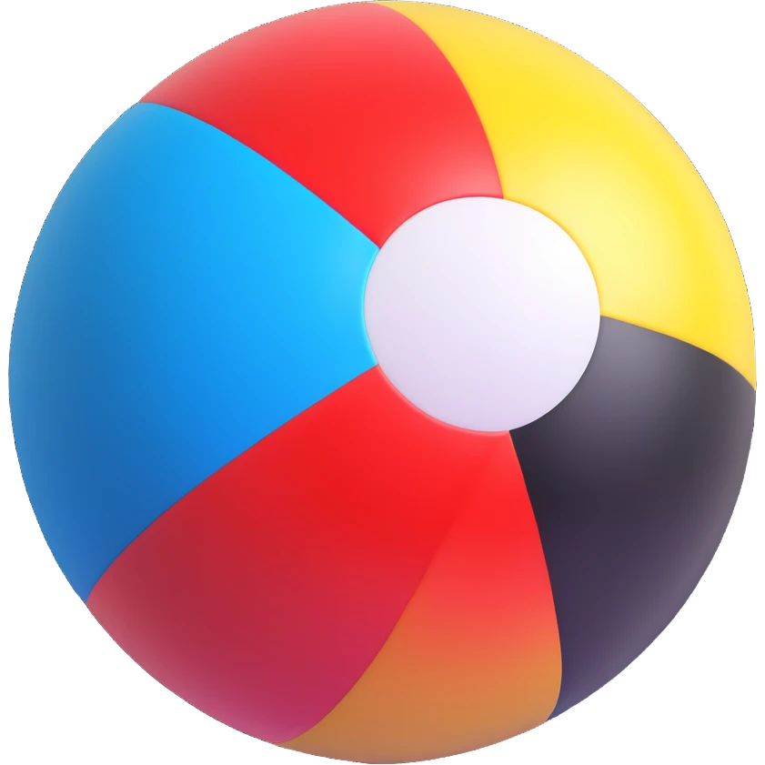 beach ball with a shiny surface and bold colors emoji