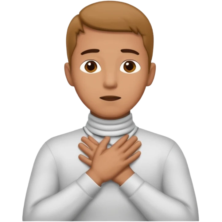 Man with hands gripped around neck crossed like he is choking emoji