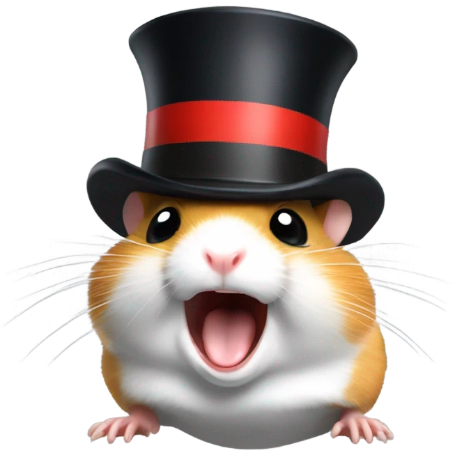 Screaming hamster with a top hat emoji